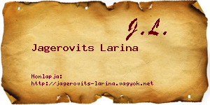 Jagerovits Larina névjegykártya